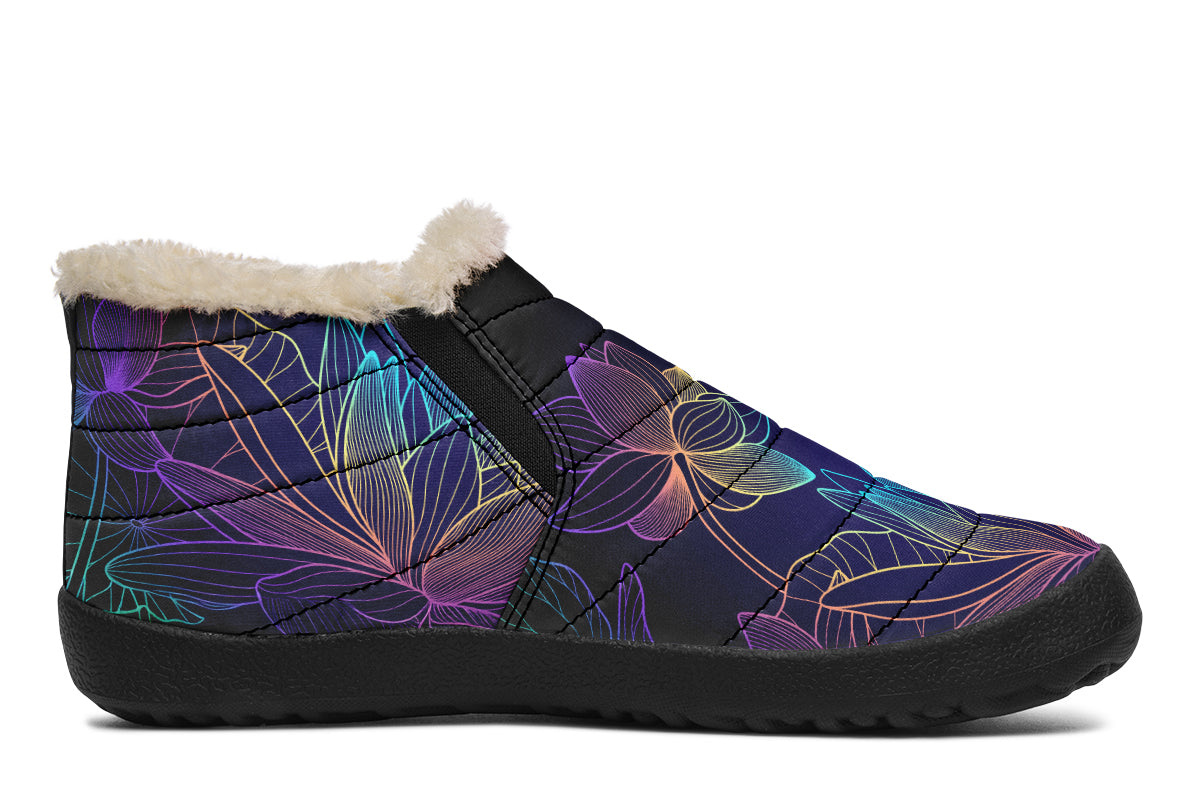 Rainbow Lotus Flowers Winter Shoes - Offbeat Sweetie