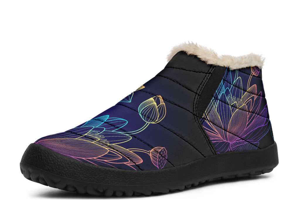 Rainbow Lotus Flowers Winter Shoes - Offbeat Sweetie