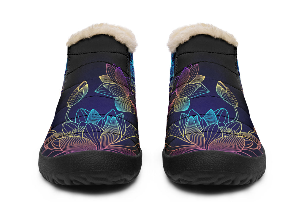 Rainbow Lotus Flowers Winter Shoes - Offbeat Sweetie