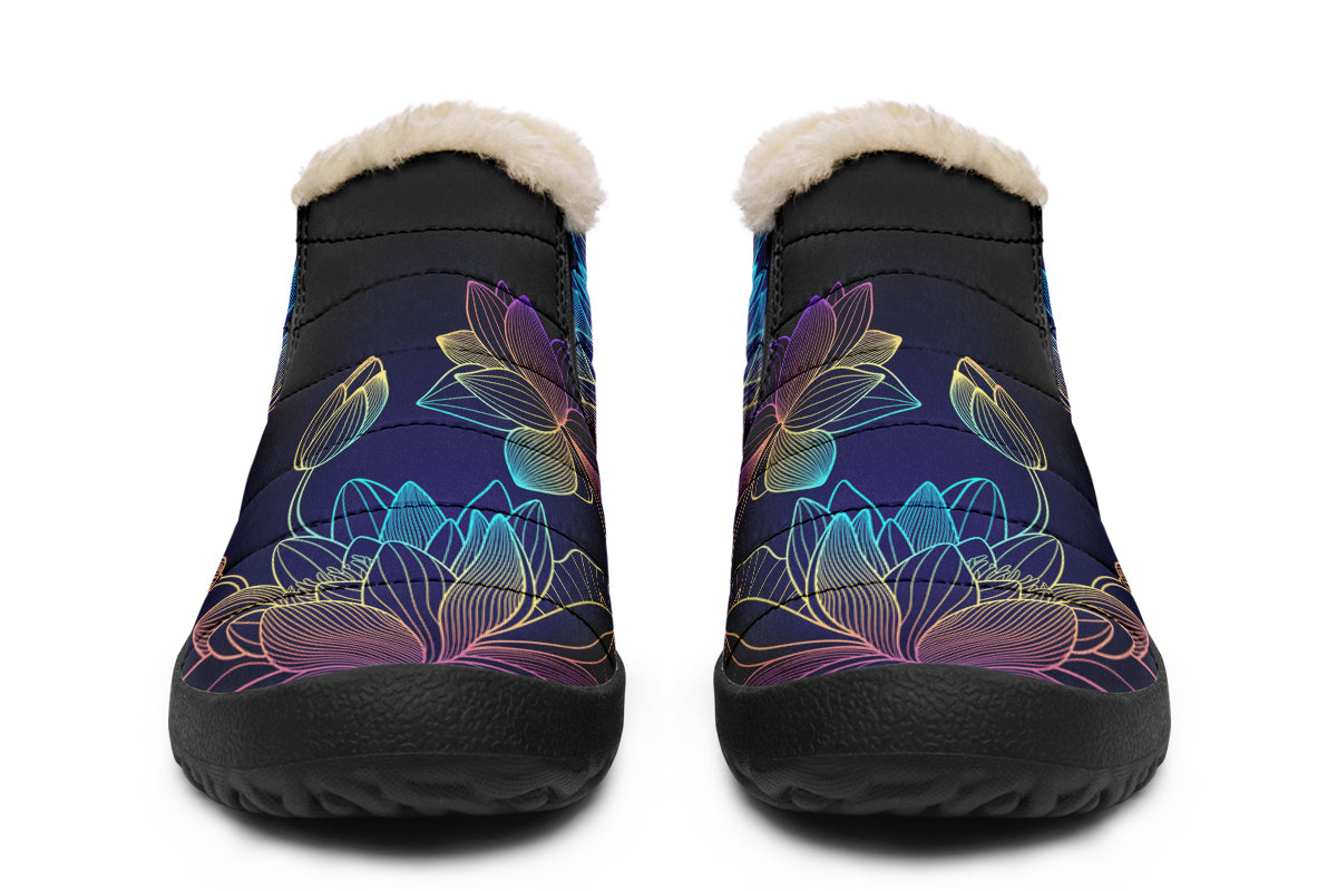 Rainbow Lotus Flowers Winter Shoes - Offbeat Sweetie