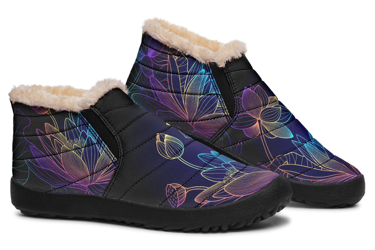 Rainbow Lotus Flowers Winter Shoes - Offbeat Sweetie