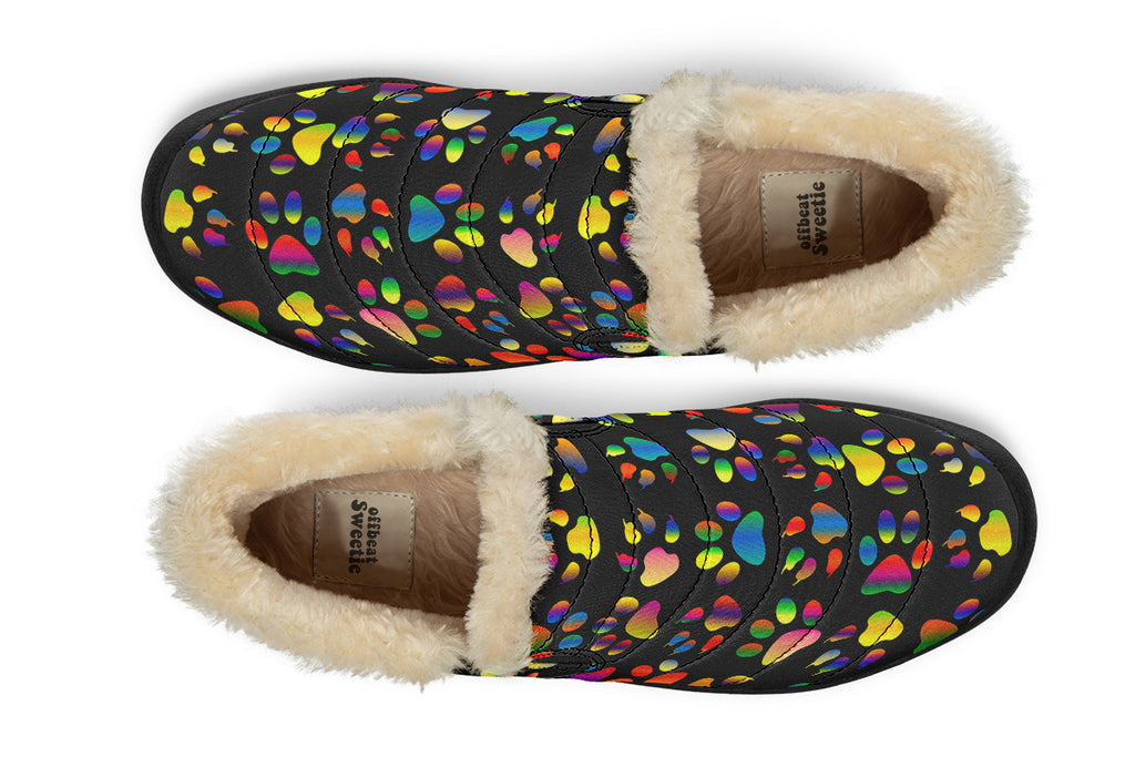 Rainbow Paw Prints Winter Shoes - Offbeat Sweetie