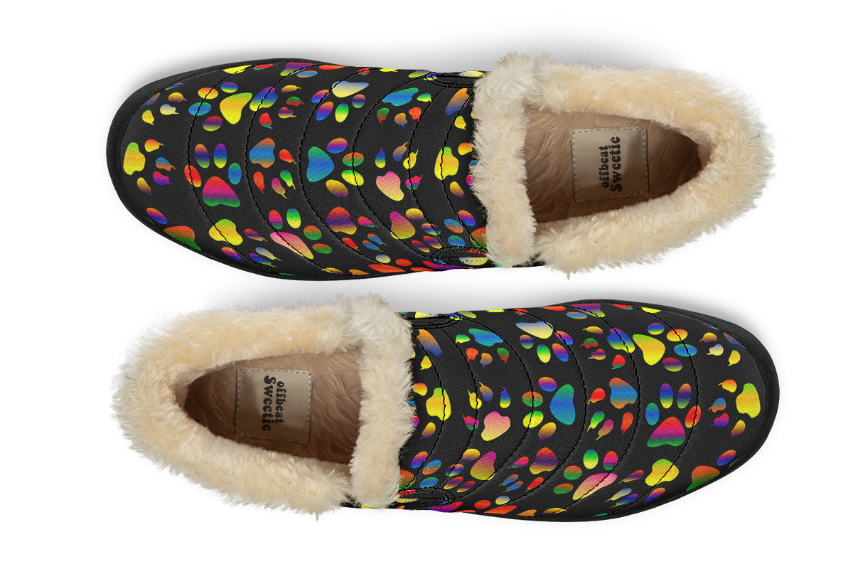 Rainbow Paw Prints Winter Shoes - Offbeat Sweetie