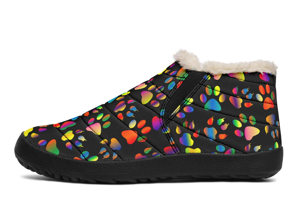 Rainbow Paw Prints Winter Shoes - Offbeat Sweetie
