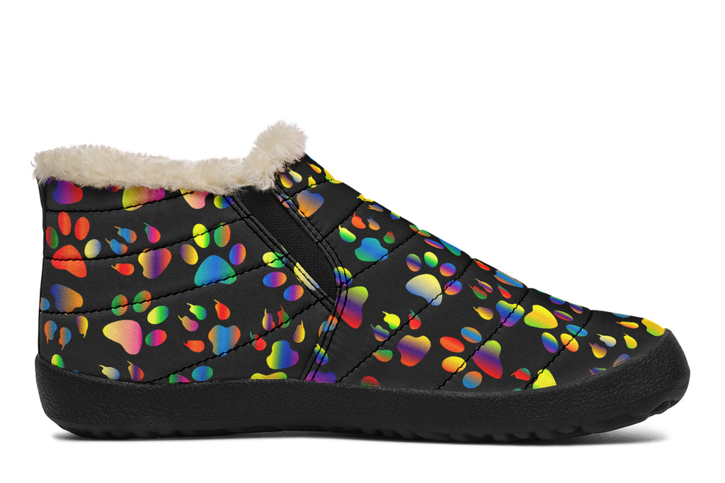 Rainbow Paw Prints Winter Shoes - Offbeat Sweetie