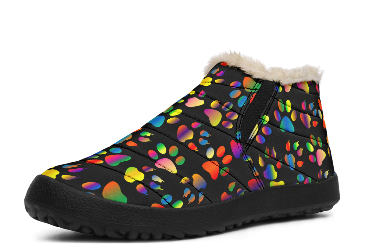 Rainbow Paw Prints Winter Shoes - Offbeat Sweetie