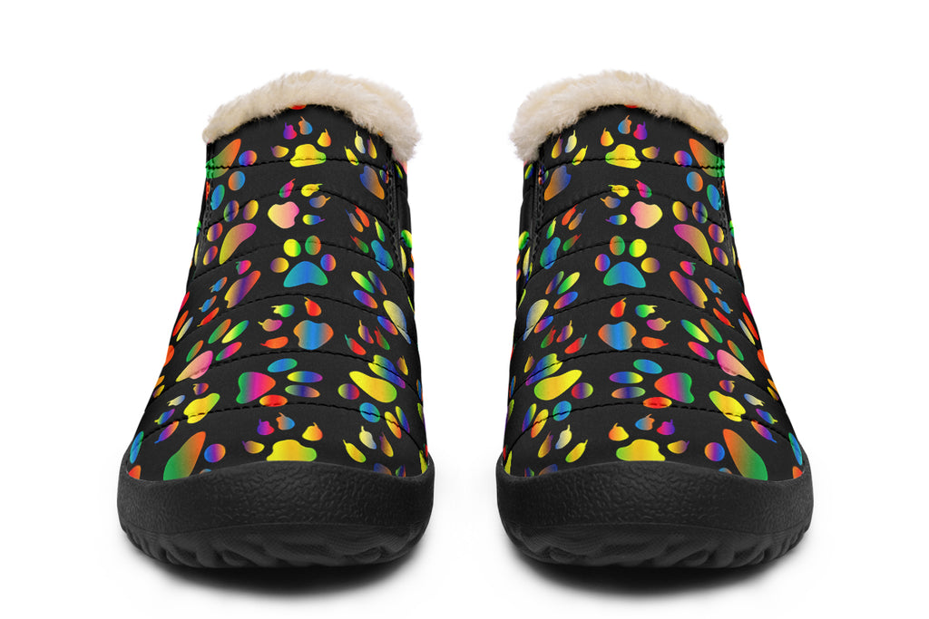 Rainbow Paw Prints Winter Shoes - Offbeat Sweetie