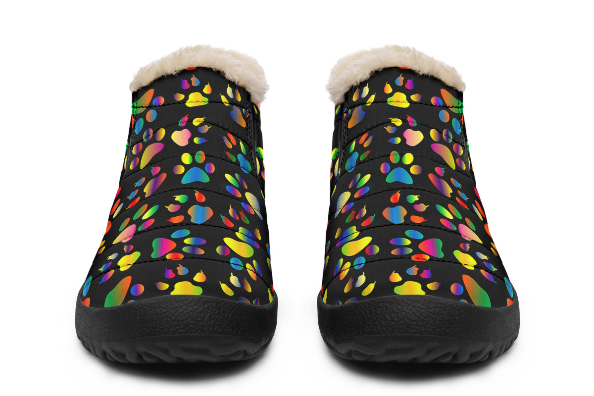 Rainbow Paw Prints Winter Shoes - Offbeat Sweetie