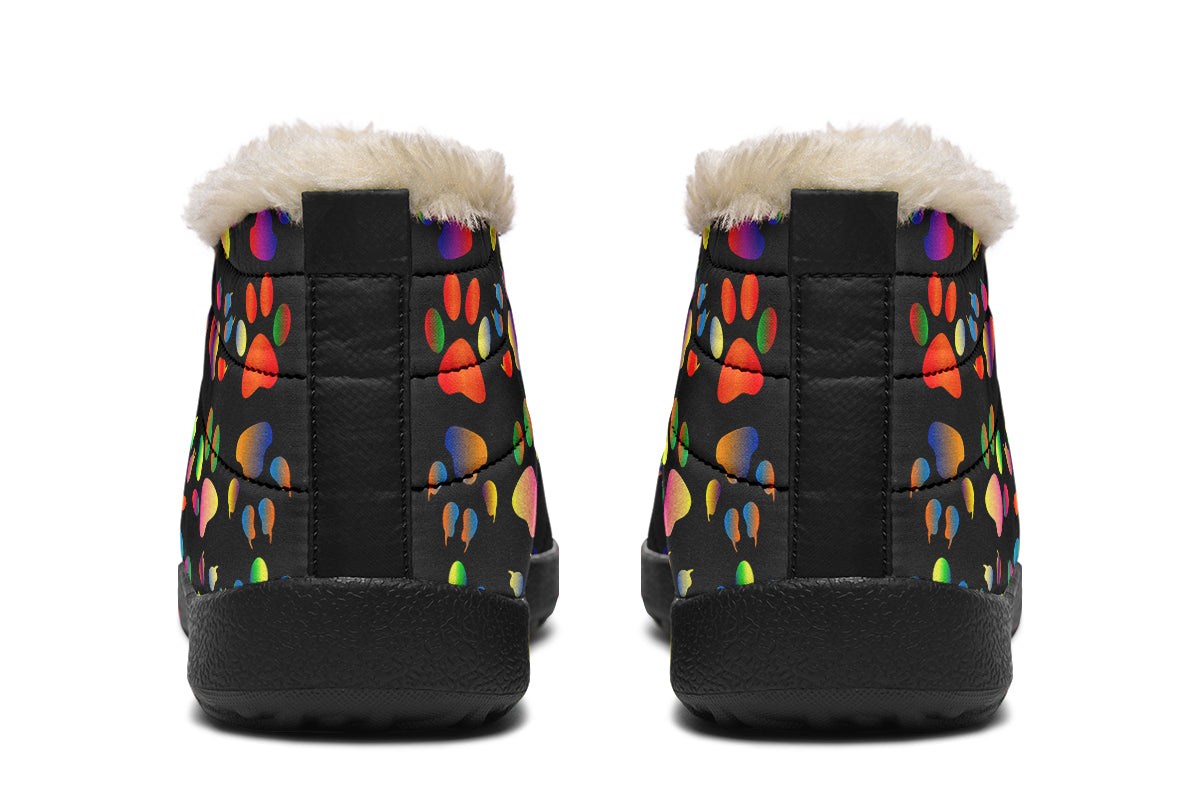 Rainbow Paw Prints Winter Shoes - Offbeat Sweetie