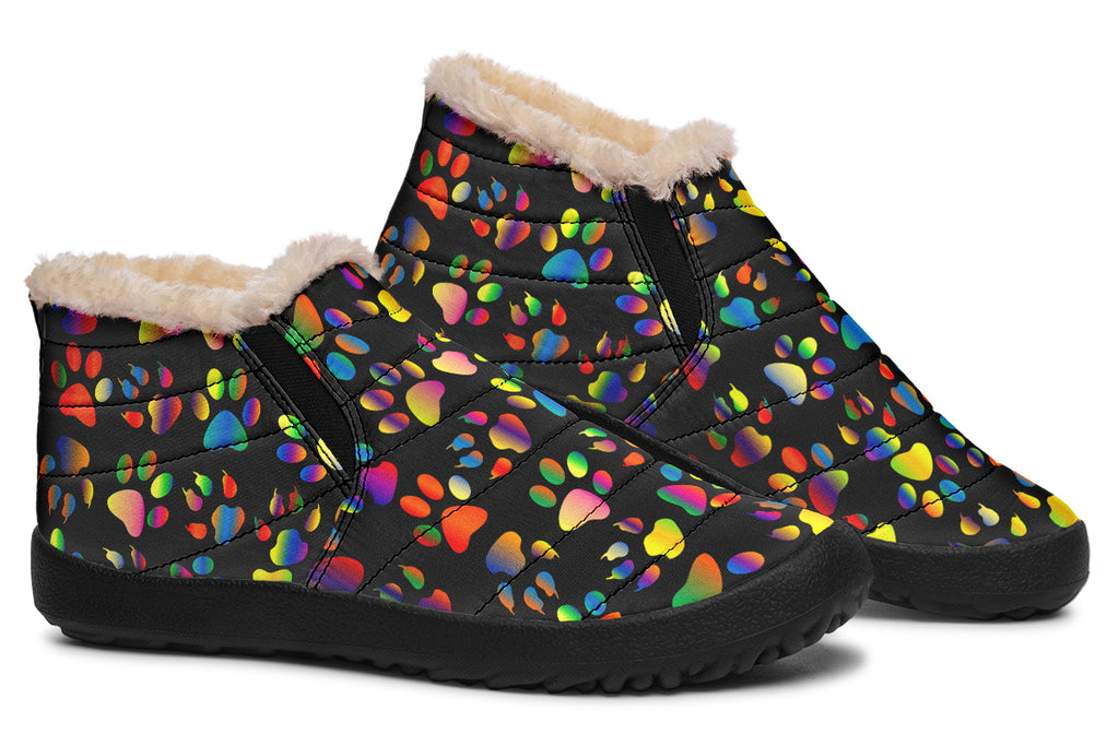 Rainbow Paw Prints Winter Shoes - Offbeat Sweetie