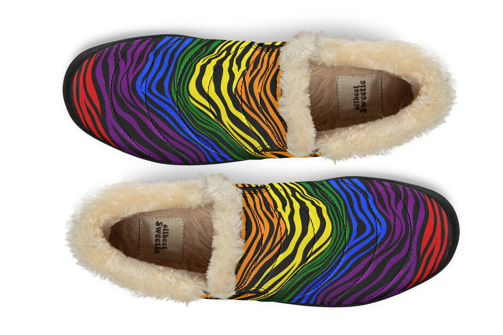 Rainbow Zebra Winter Shoes - Offbeat Sweetie