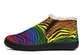 Rainbow Zebra Winter Shoes - Offbeat Sweetie