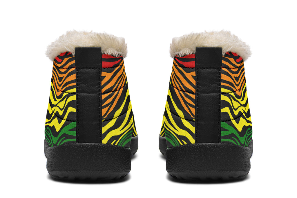 Rainbow Zebra Winter Shoes - Offbeat Sweetie