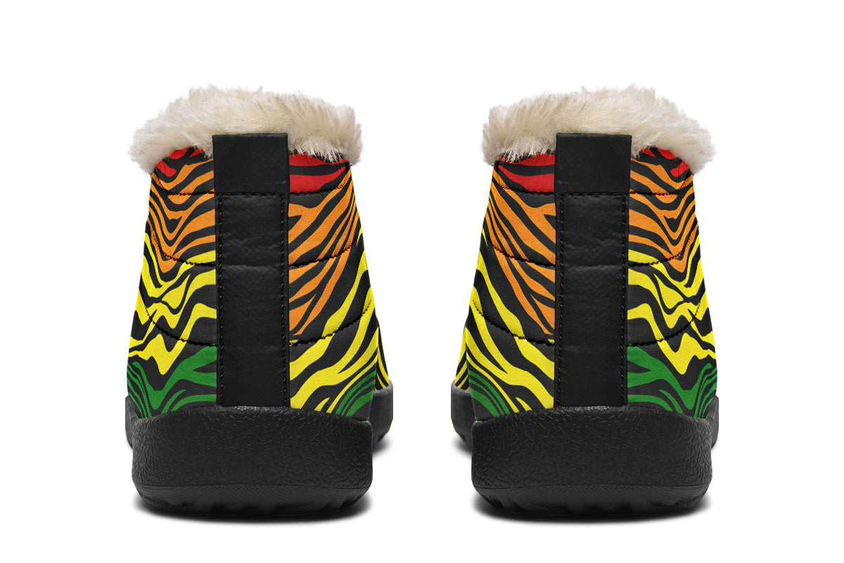 Rainbow Zebra Winter Shoes - Offbeat Sweetie