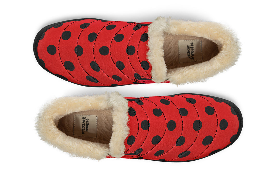 Red And Black Polka Dot Winter Shoes
