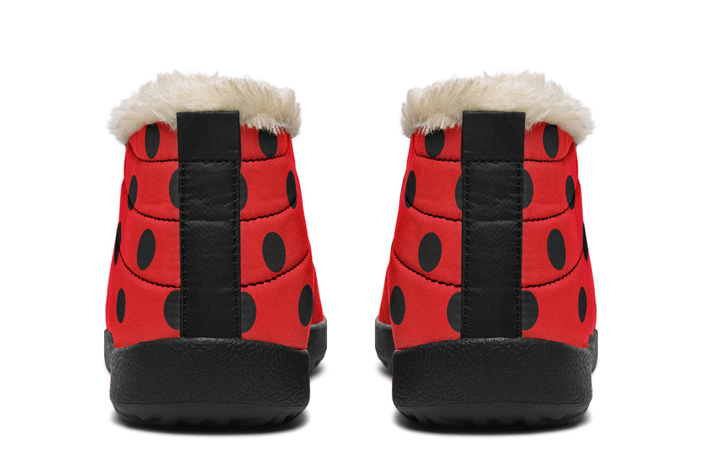 Red And Black Polka Dot Winter Shoes