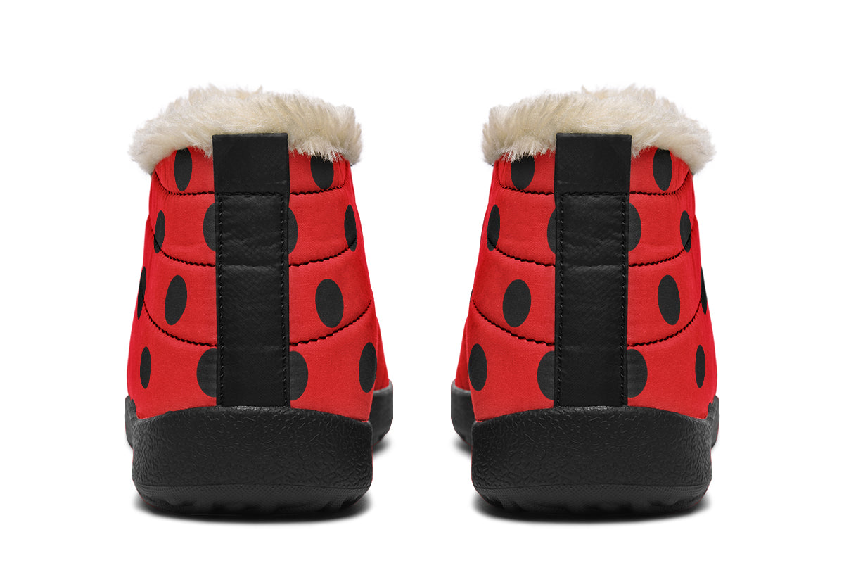 Red And Black Polka Dot Winter Shoes