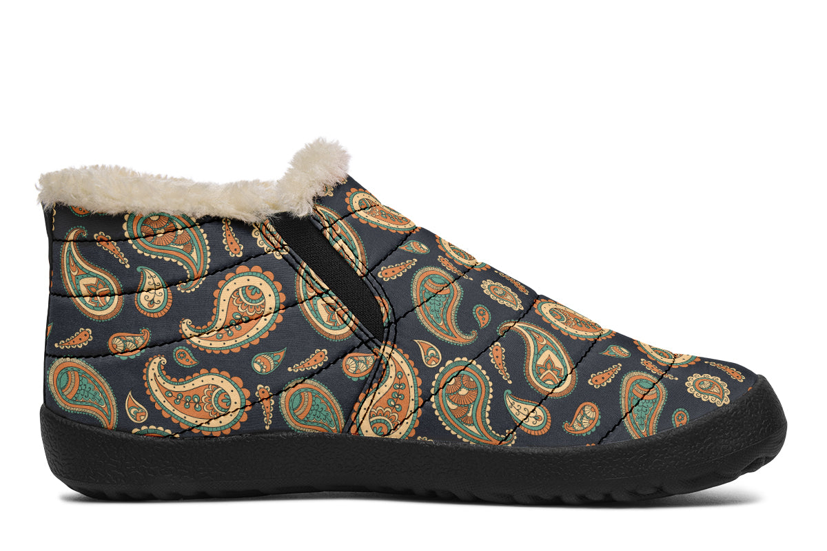 Retro Paisley Winter Shoes - Offbeat Sweetie
