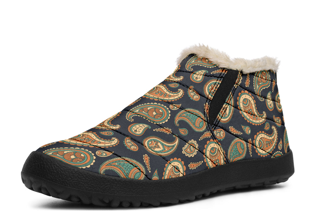 Retro Paisley Winter Shoes - Offbeat Sweetie