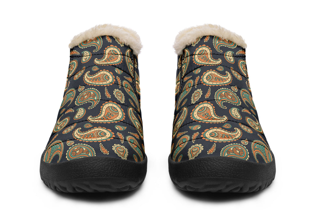 Retro Paisley Winter Shoes - Offbeat Sweetie
