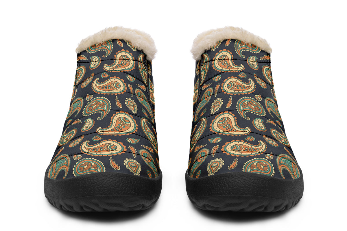 Retro Paisley Winter Shoes - Offbeat Sweetie