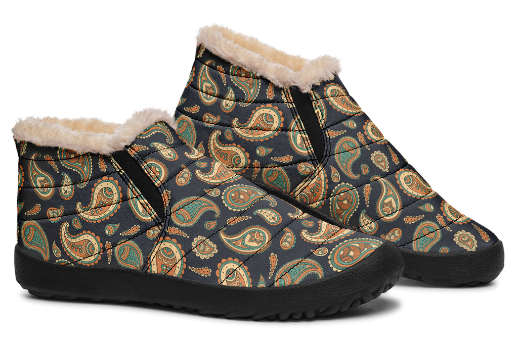 Retro Paisley Winter Shoes - Offbeat Sweetie