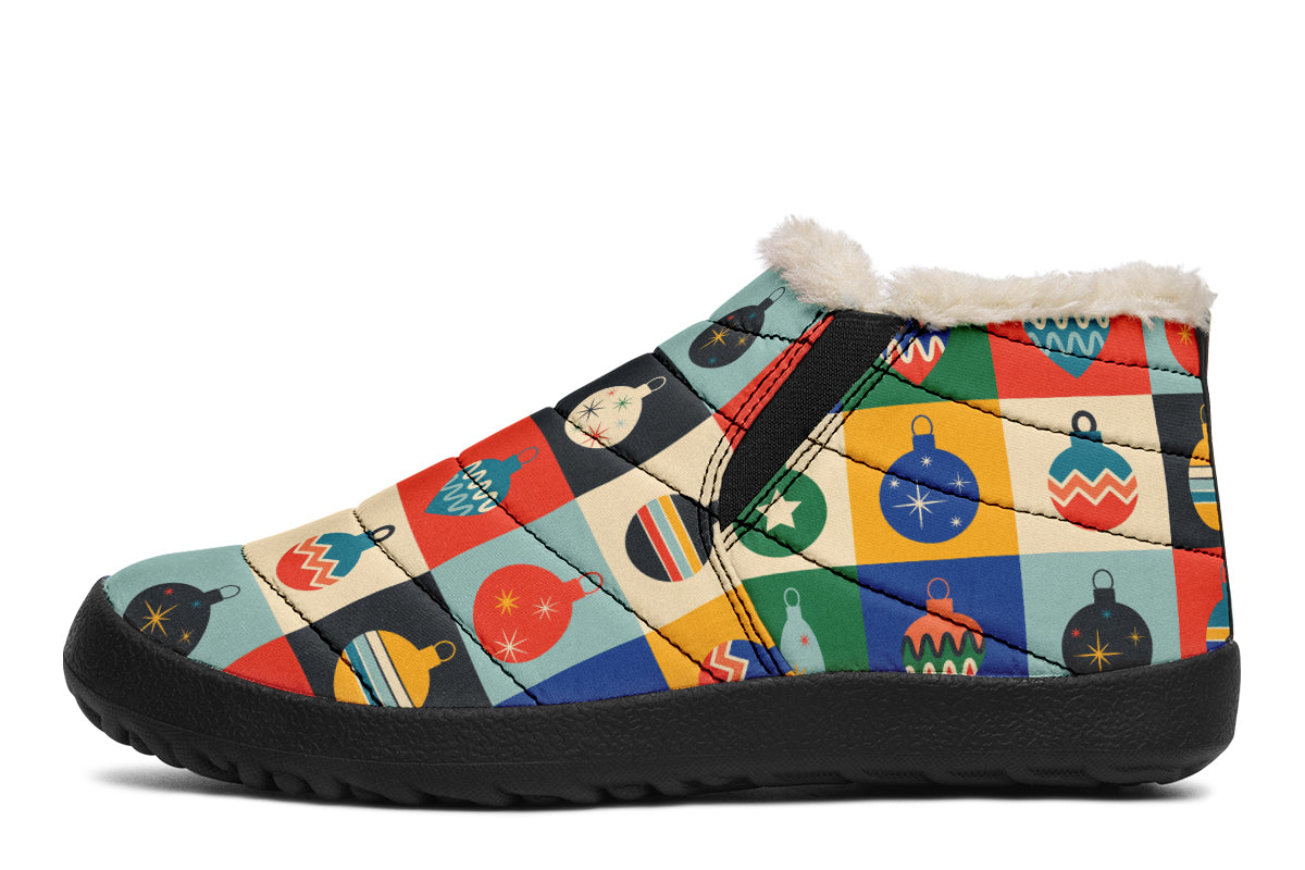 Retro Xmas Baubles Winter Shoes - Offbeat Sweetie