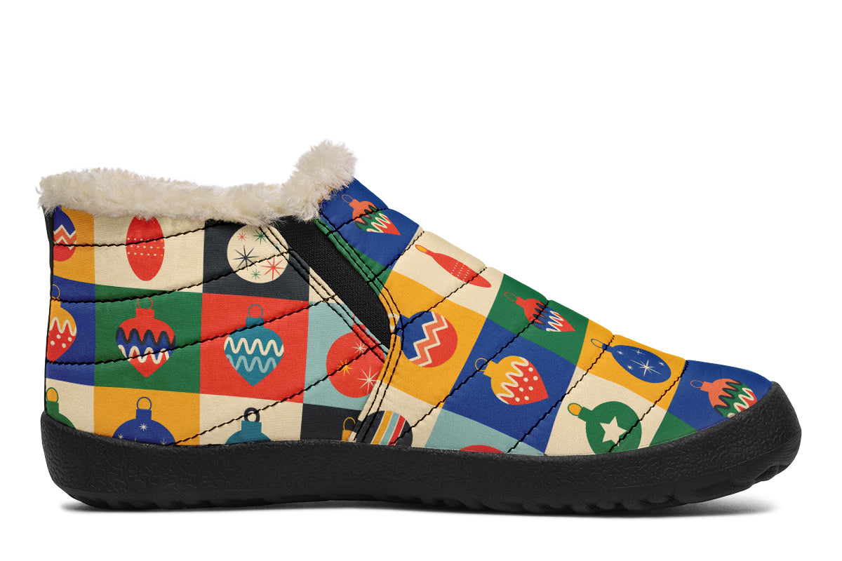 Retro Xmas Baubles Winter Shoes - Offbeat Sweetie
