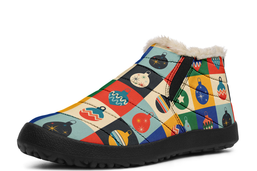 Retro Xmas Baubles Winter Shoes - Offbeat Sweetie