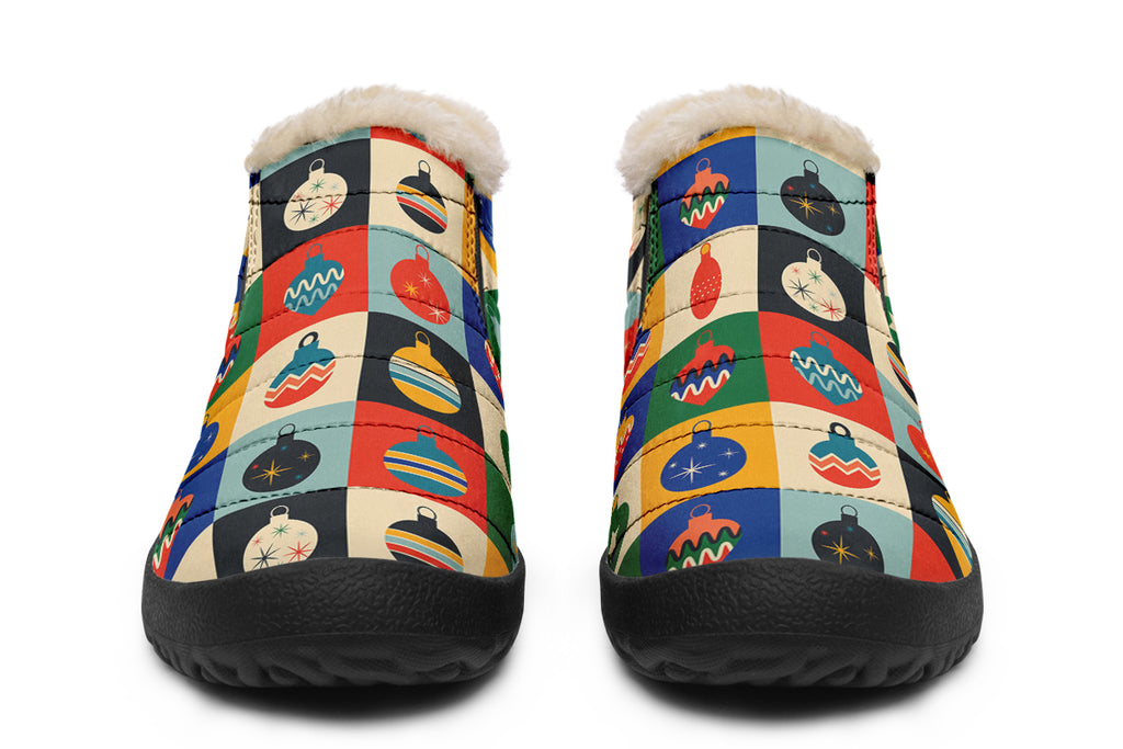 Retro Xmas Baubles Winter Shoes - Offbeat Sweetie