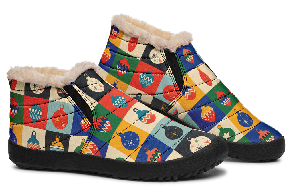Retro Xmas Baubles Winter Shoes - Offbeat Sweetie