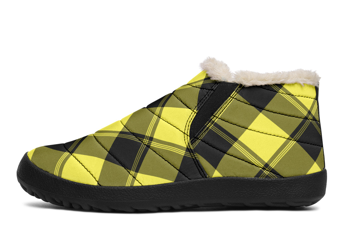 Sunny Yellow Plaid Winter Shoes