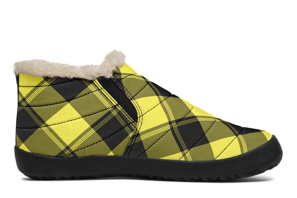 Sunny Yellow Plaid Winter Shoes