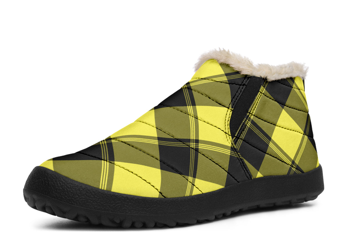 Sunny Yellow Plaid Winter Shoes
