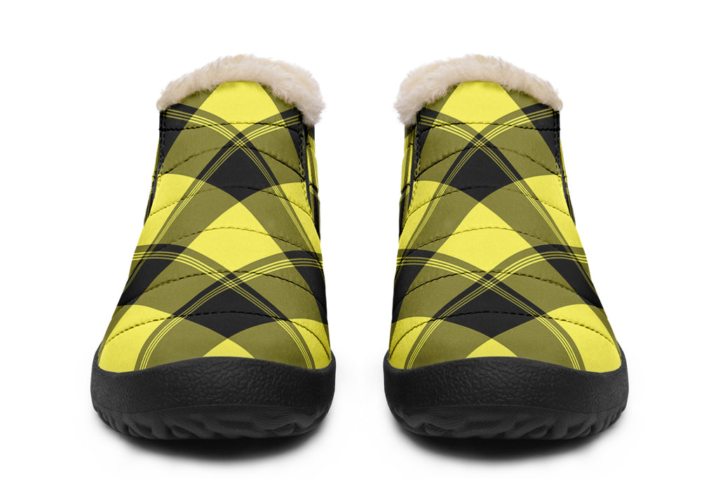 Sunny Yellow Plaid Winter Shoes