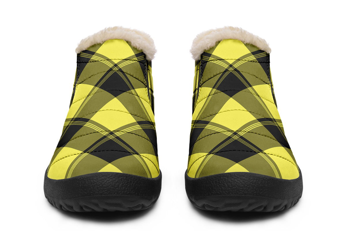 Sunny Yellow Plaid Winter Shoes
