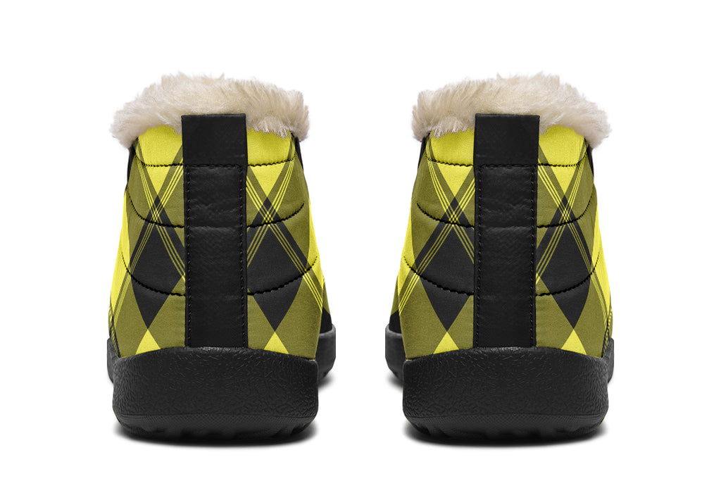 Sunny Yellow Plaid Winter Shoes