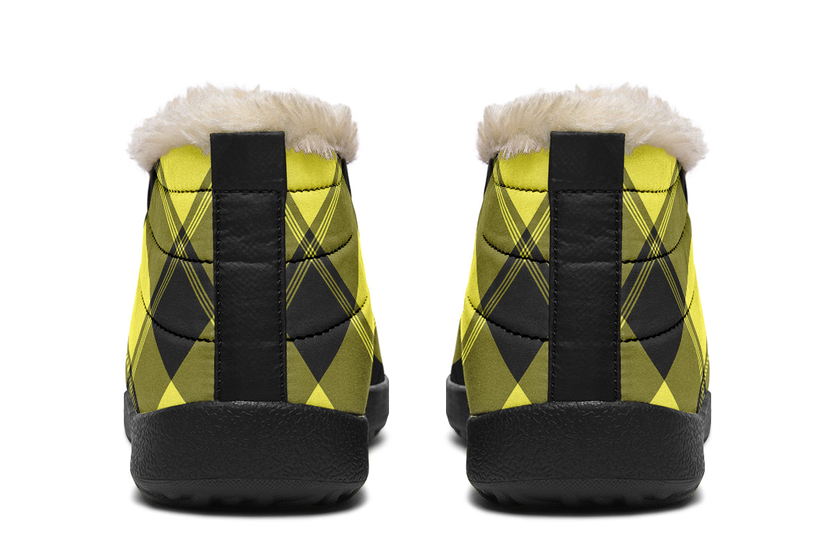 Sunny Yellow Plaid Winter Shoes