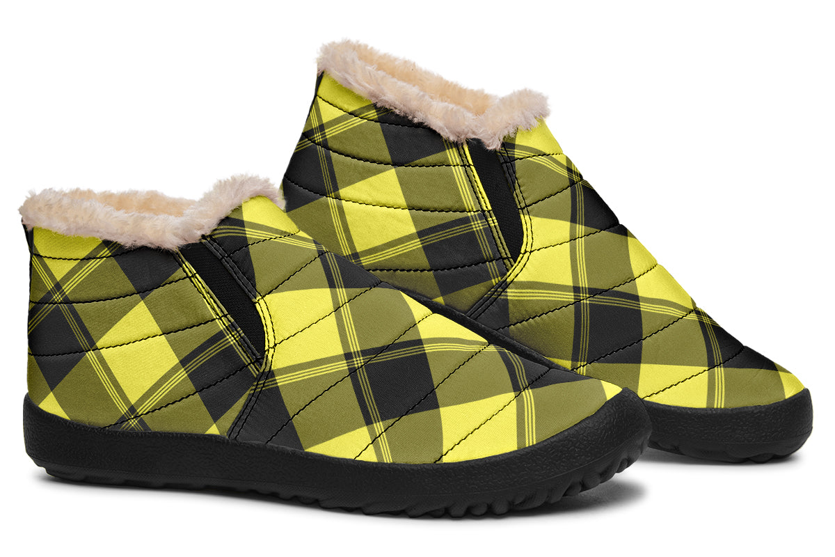 Sunny Yellow Plaid Winter Shoes