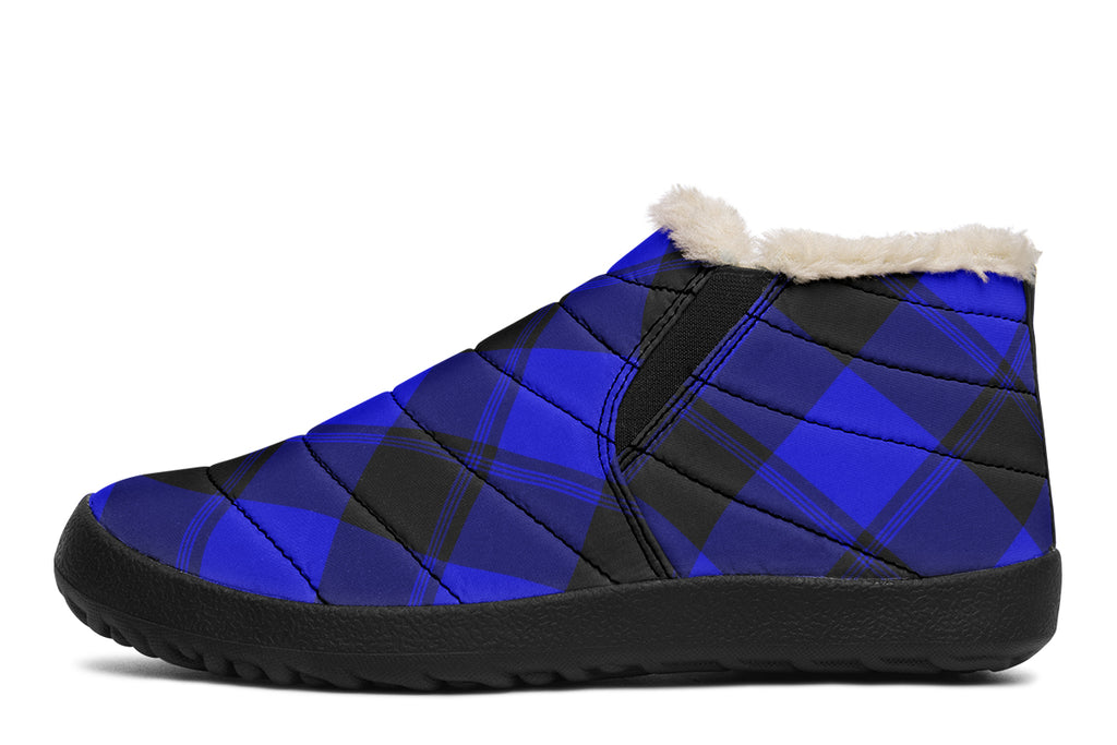 Vivid Blue Plaid Winter Shoes
