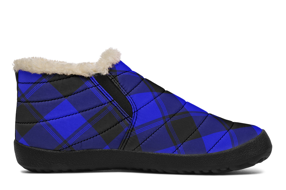 Vivid Blue Plaid Winter Shoes