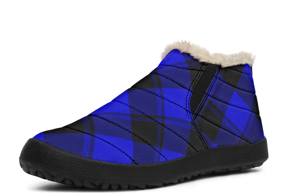 Vivid Blue Plaid Winter Shoes