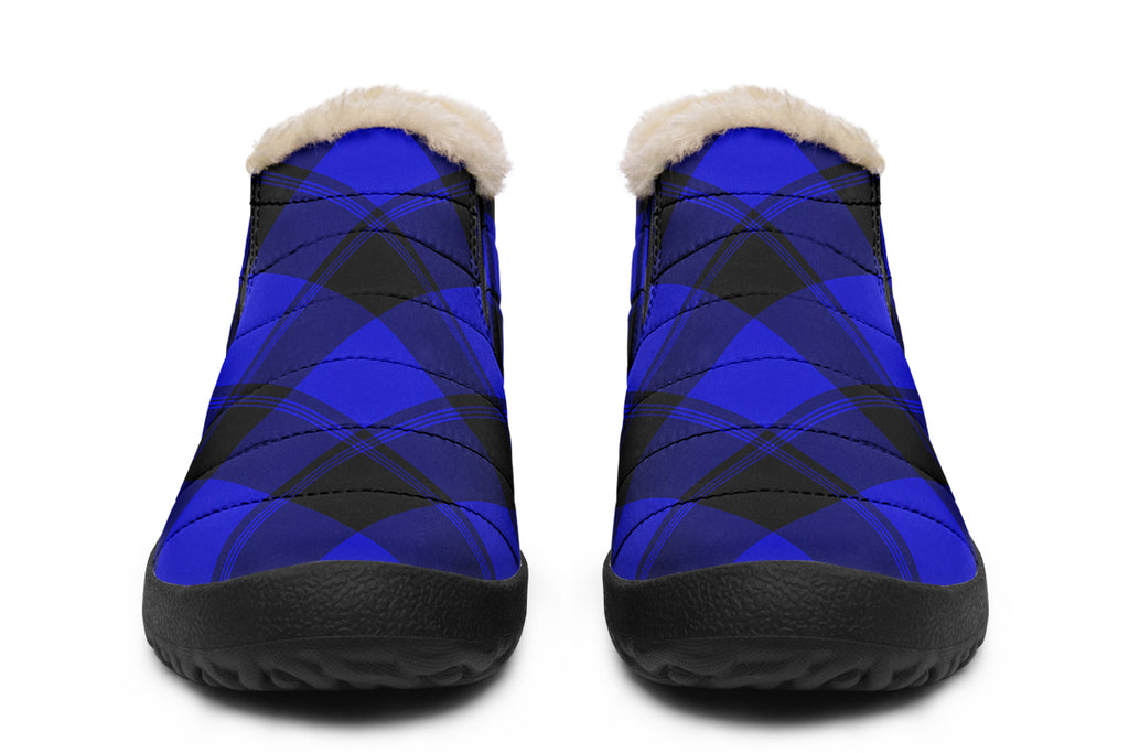 Vivid Blue Plaid Winter Shoes