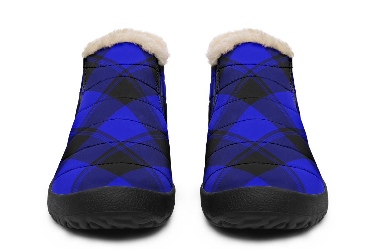 Vivid Blue Plaid Winter Shoes