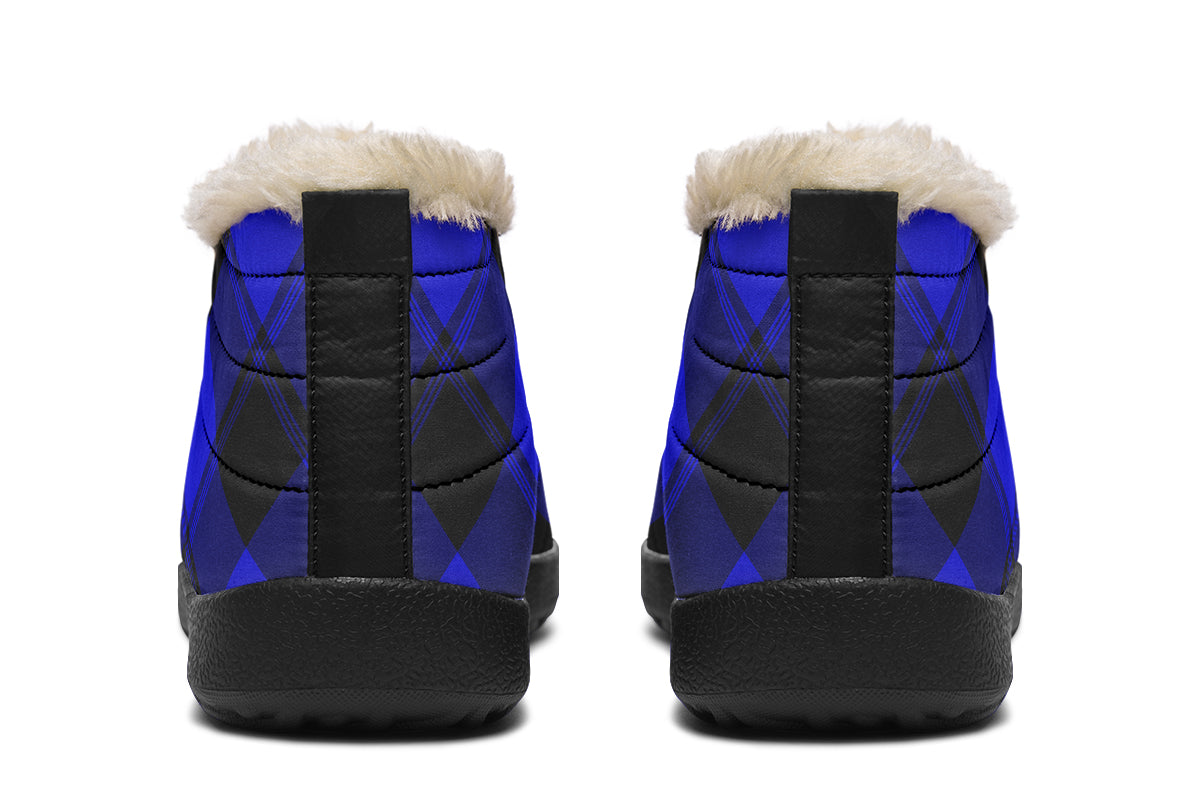 Vivid Blue Plaid Winter Shoes