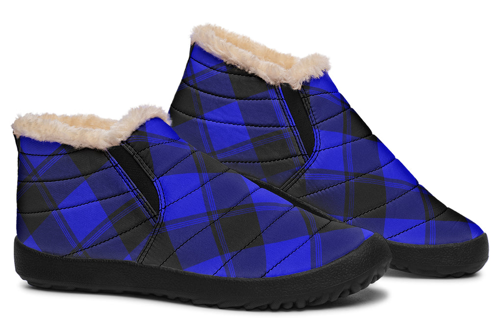 Vivid Blue Plaid Winter Shoes