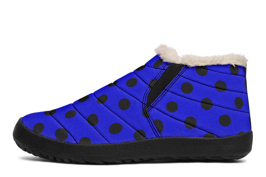 Vivid Blue Polka Dot Winter Shoes