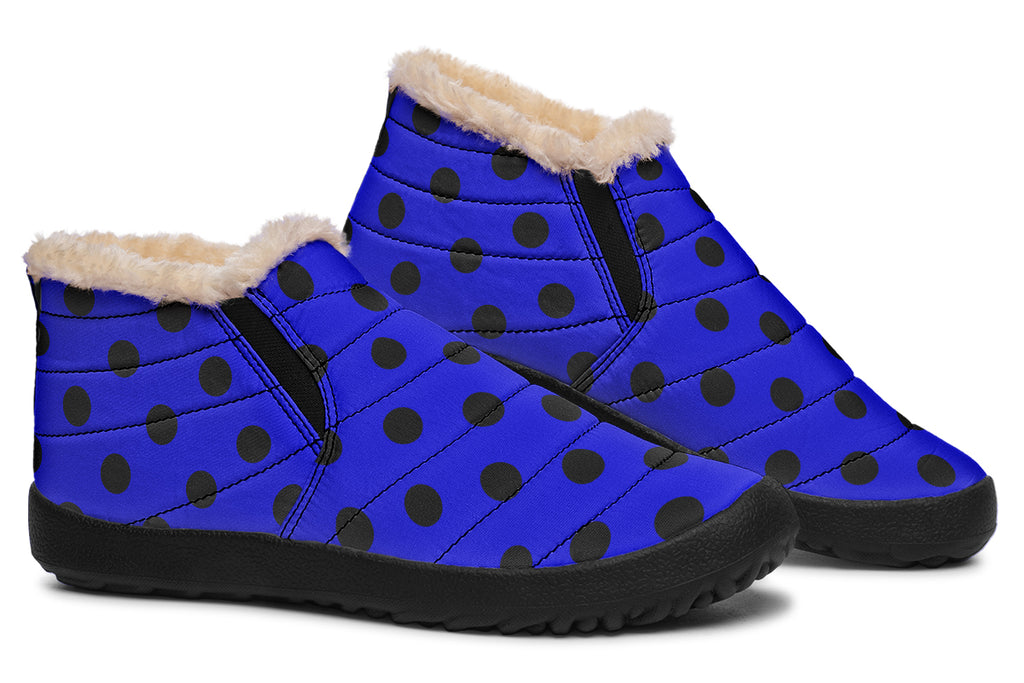 Vivid Blue Polka Dot Winter Shoes