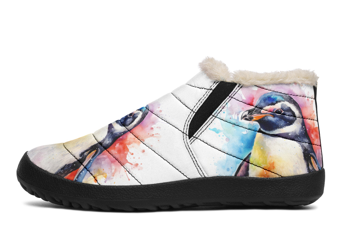 Watercolour Penguin Winter Shoes - Offbeat Sweetie