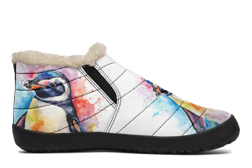 Watercolour Penguin Winter Shoes - Offbeat Sweetie